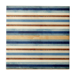 Bedruckte Navyblaue und Ocker Altstreifen Fliese