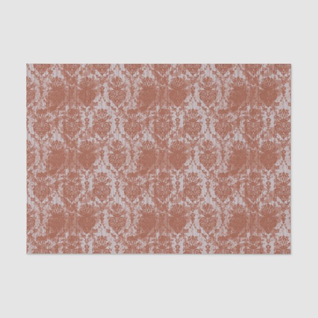 Bedrückte Orange Grunge Damask Seidenpapier (Vorderseite)