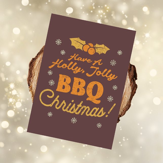 Bedrückte Retro GRILLEN Weihnachtsgrüße: Maroon Feiertagskarte (Von Creator hochgeladen)
