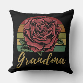 Bedrückte Retro Sunset Rote Rose Oma Kissen