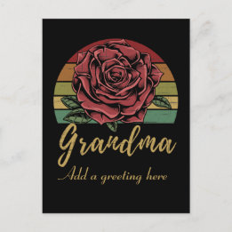 Bedrückte Retro Sunset Rote Rose Oma Postkarte