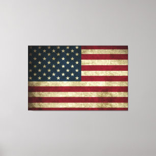Bedrückte rustikale amerikanische 50-Sterne-Flag-P Leinwanddruck