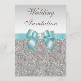 Bedruckte Silber-Sequenzen Diamonds Aquamarin Bow Einladung