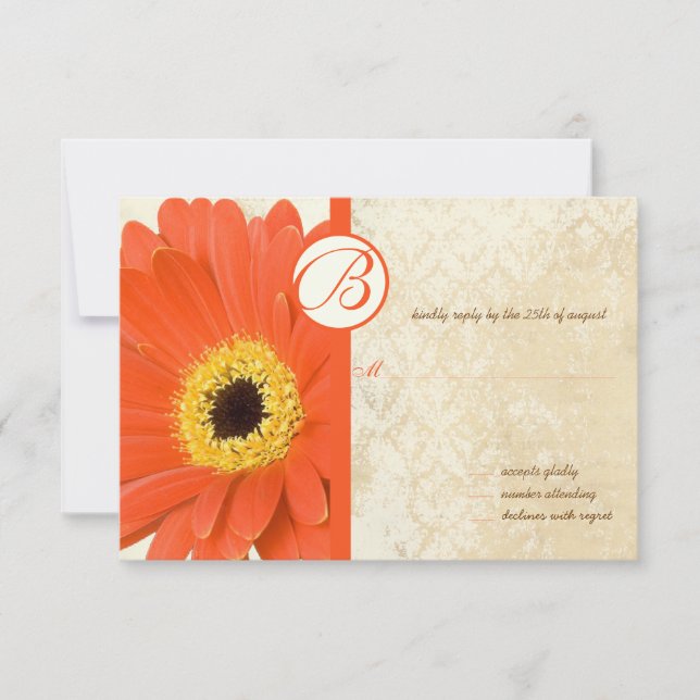 Bedrückte Vintage Damask Gerber Wedding lädt ein Einladung (Vorderseite)