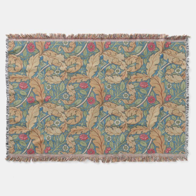 Bedruckter, abgenutzter, blauer William-Morris-Flo Decke (Vorderseite)