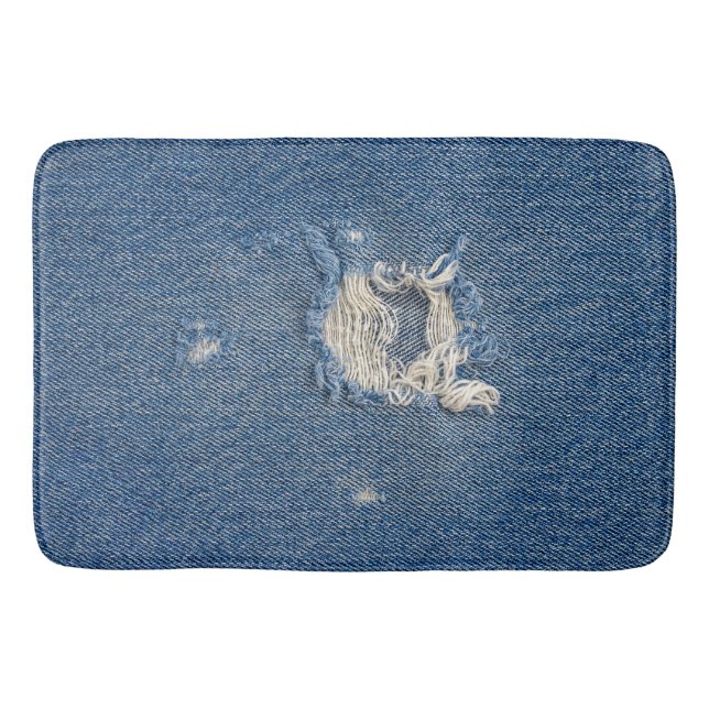 Bedruckter blauer Jeansstoff Badematte (Vorderseite)