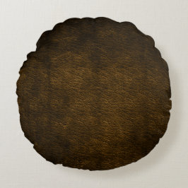 Bedrückter brauner Leder Look Print Round Pillow Rundes Kissen