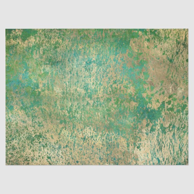Bedrückter Gold-Spritzer auf grüner Decoupage Seidenpapier (Vorderseite)