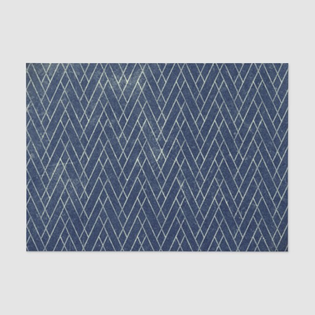 Bedrückter Grunge Textured Geometric Blue Gray Seidenpapier (Vorderseite)