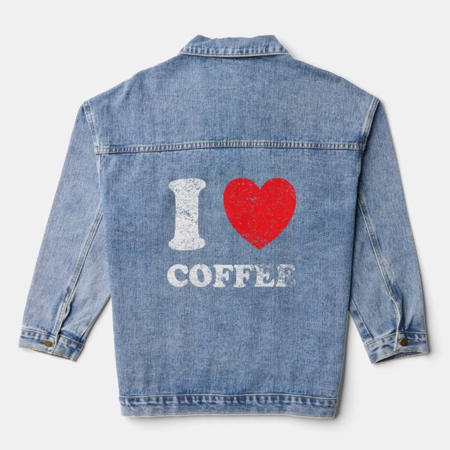Bedrückter Grunge Worout Style I Liebe Kaffee Jeansjacke (Rückseite)