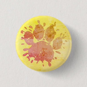 Bedrückter Paint Spritzer Dog Paw Print Button
