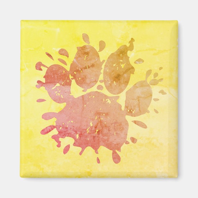 Bedrückter Paint Spritzer Dog Paw Print Magnet (Vorne)