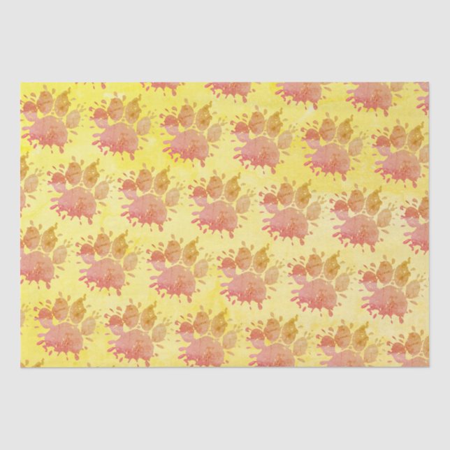 Bedrückter Paint Spritzer Dog Paw Print Seidenpapier (Vorderseite)