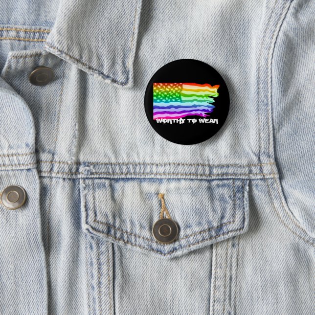 Bedrückter Regenbogen der US-Fahne - es lohnt sich Button (Beispiel)