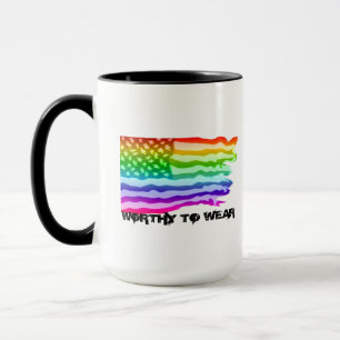 Bedrückter Regenbogen der US-Fahne - es lohnt sich Tasse