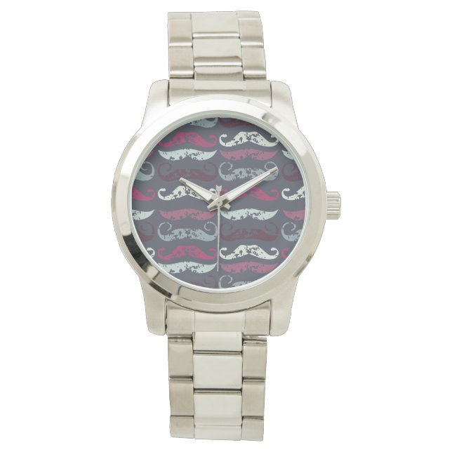 Bedrückter Retro-Schnurrbart Armbanduhr (Vorderseite)