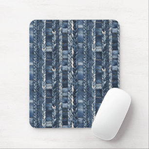 Bedrückter und geflochtener Blauer Jean Denim Mousepad