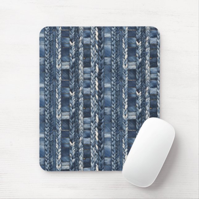 Bedrückter und geflochtener Blauer Jean Denim Mousepad (Mit Mouse)