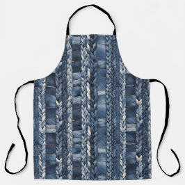 Bedrückter und geflochtener Blauer Jean Denim Schürze
