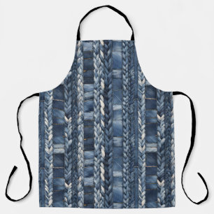 Bedrückter und geflochtener Blauer Jean Denim Schürze
