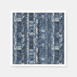 Bedrückter und geflochtener Blauer Jean Denim Serviette