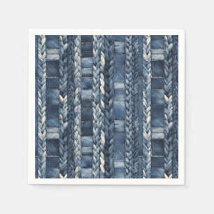 Bedrückter und geflochtener Blauer Jean Denim Serviette