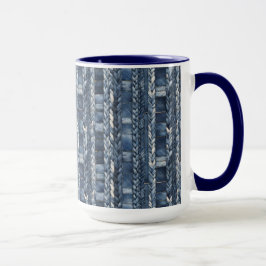 Bedrückter und geflochtener Blauer Jean Denim Tasse
