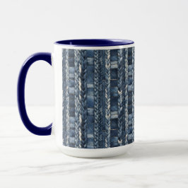 Bedrückter und geflochtener Blauer Jean Denim Tasse