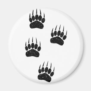 Bedrücktes altes Papier drucken schwarze Bärenpaws Magnet