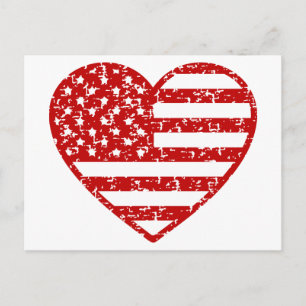Bedrücktes amerikanisches Flaggenherz Postkarte