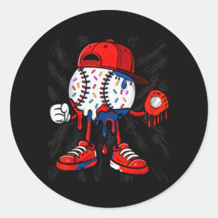 Bedrucktes Baseball-Jungen-Eis-Drip-Baseball Runder Aufkleber