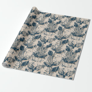 Bedrucktes Blumenmuster mit Abnutzungseffekt Geschenkpapier