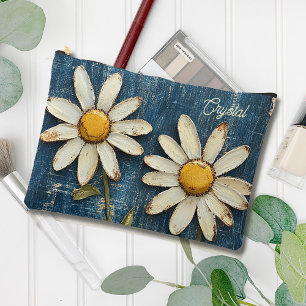 Bedrucktes Denim und Daisy Zubehörtasche