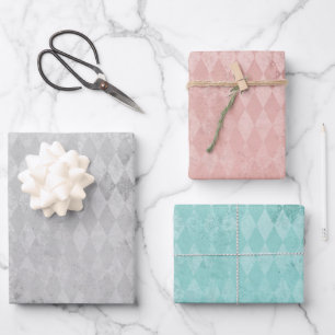 Bedrucktes Harlekin-Muster Geschenkpapier Set