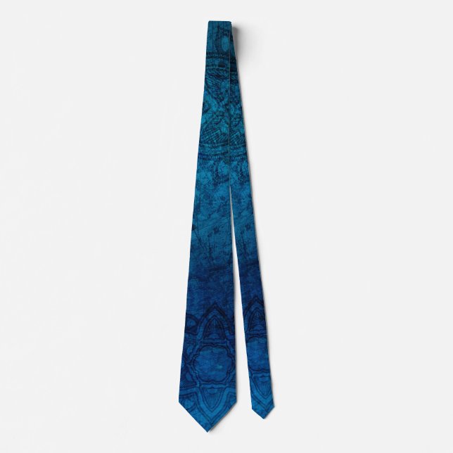 Bedrücktes, hellblaues Mandala-Muster Krawatte (Vorderseite)