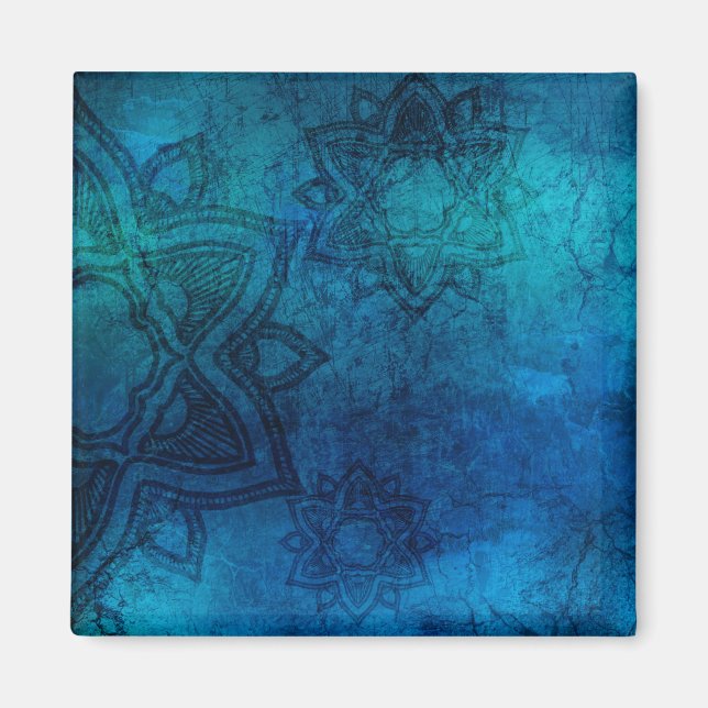 Bedrücktes, hellblaues Mandala-Muster Magnet (Vorne)