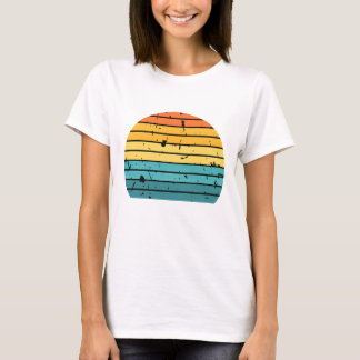 Bedrucktes Retro-Sonnenuntergangs-Streifenmuster m T-Shirt