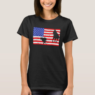 Bedrücktes Roping US-amerikanische Flagge Vintag R T-Shirt