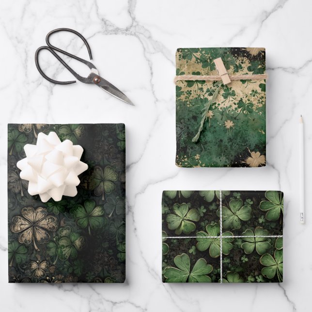 Bedrücktes St. Patrick's Day Pattern Geschenkpapier Set (Vorderseite)