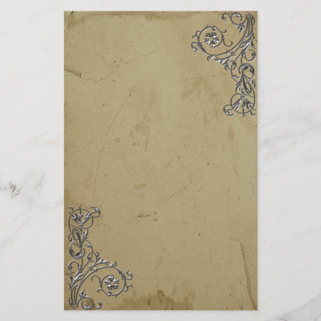 Bedrucktes Vintage-Silber Briefpapier (Vorderseite)