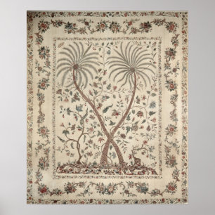 Bedspread with Palm Tree Motifs Poster
