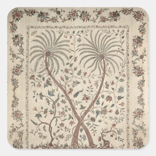 Bedspread with Palm Tree Motifs Quadratischer Aufkleber (Vorderseite)