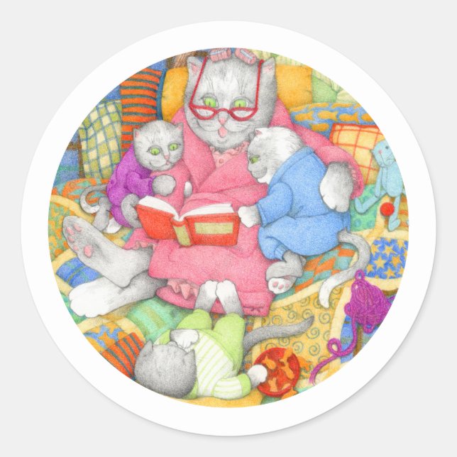 BEDTIME GESCHICHTE Kleine Rundkleber - Weiß Runder Aufkleber (Vorderseite)
