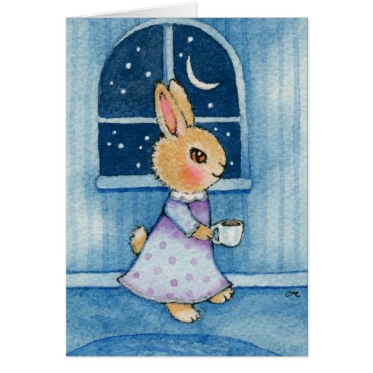 Bedtime-Häschen - niedliche Kaninchen-Kunst Karte