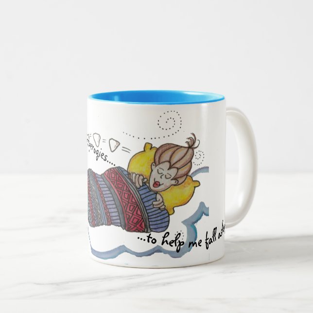 Bedtime Perogien Pyrohy Varenyky Ukrainisch Zweifarbige Tasse (VorderseiteRechts)