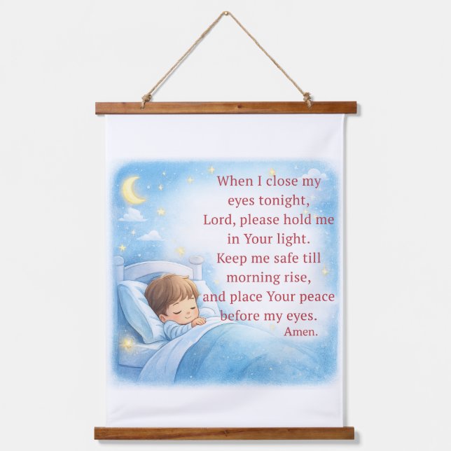 Bedtime Prayer for Kids Wandteppich Mit Holzrahmen (Vorderseite)