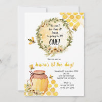 Bee 1er Anniversaire Fête Invitation Fille