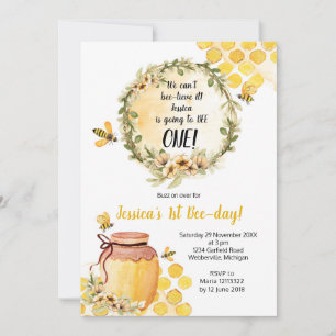 Bee 1er Anniversaire Fête Invitation Fille