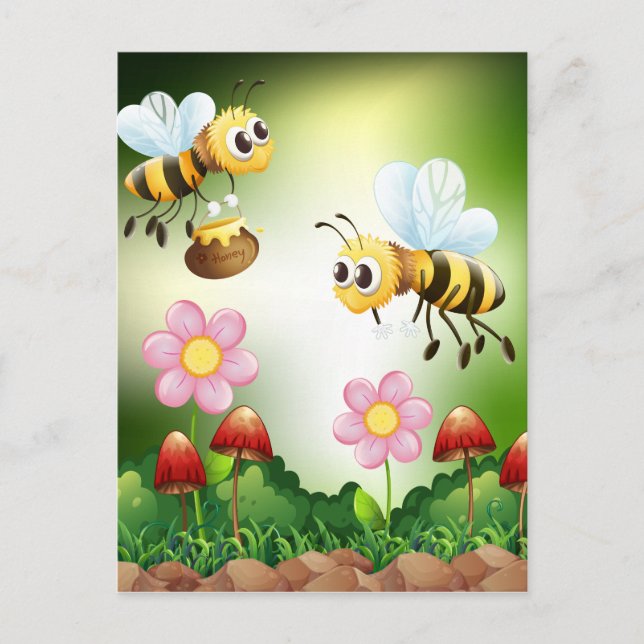 Bee and Honey Postkarte (Vorderseite)