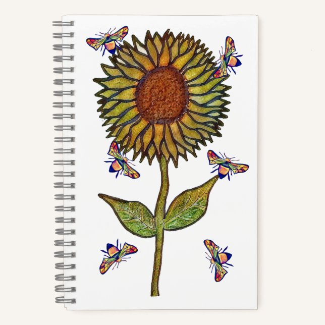 Bee And Sunflower Notebook Notizbuch (Vorderseite)